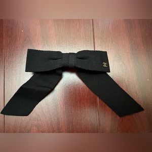 Authentic Chanel Uniform Bow Hair Barrettes for Women Long Ribbon Hair